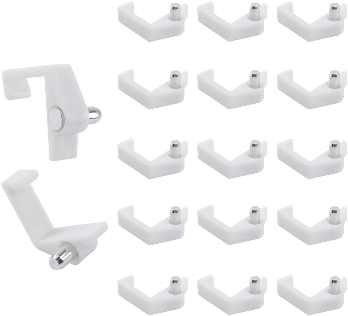 Dailygoody - Plastic Plank Pinnen - Kast Plank Steunen - Ideaal voor Boekenkasten - Wit - Ondersteuning Clips - 50 Stuks - Geschikt voor 18 mm Pl