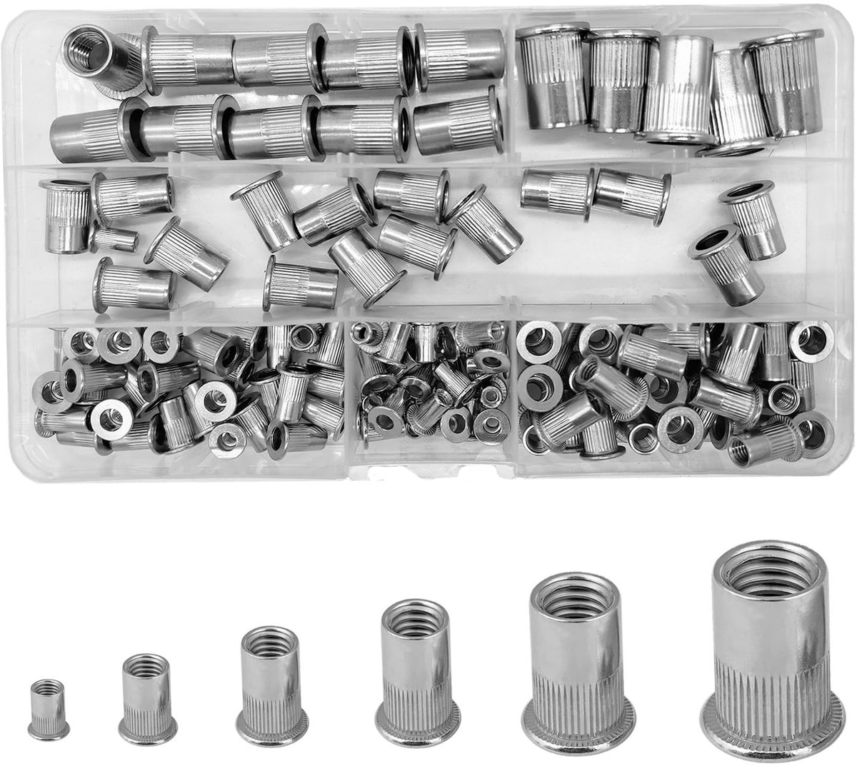 Dailygoody - Klinkmoerenkit - 120 stuks roestvrij staal - Assortiment M3 M4 M5 M6 M8 M10 - Perfect voor hout en metaal - Duurzaam en veelzijdig