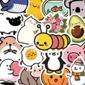 Une collection d'autocollants mignons représentant une chenille, un pingouin, un bonhomme de neige, une citrouille, un œuf et un mouton.