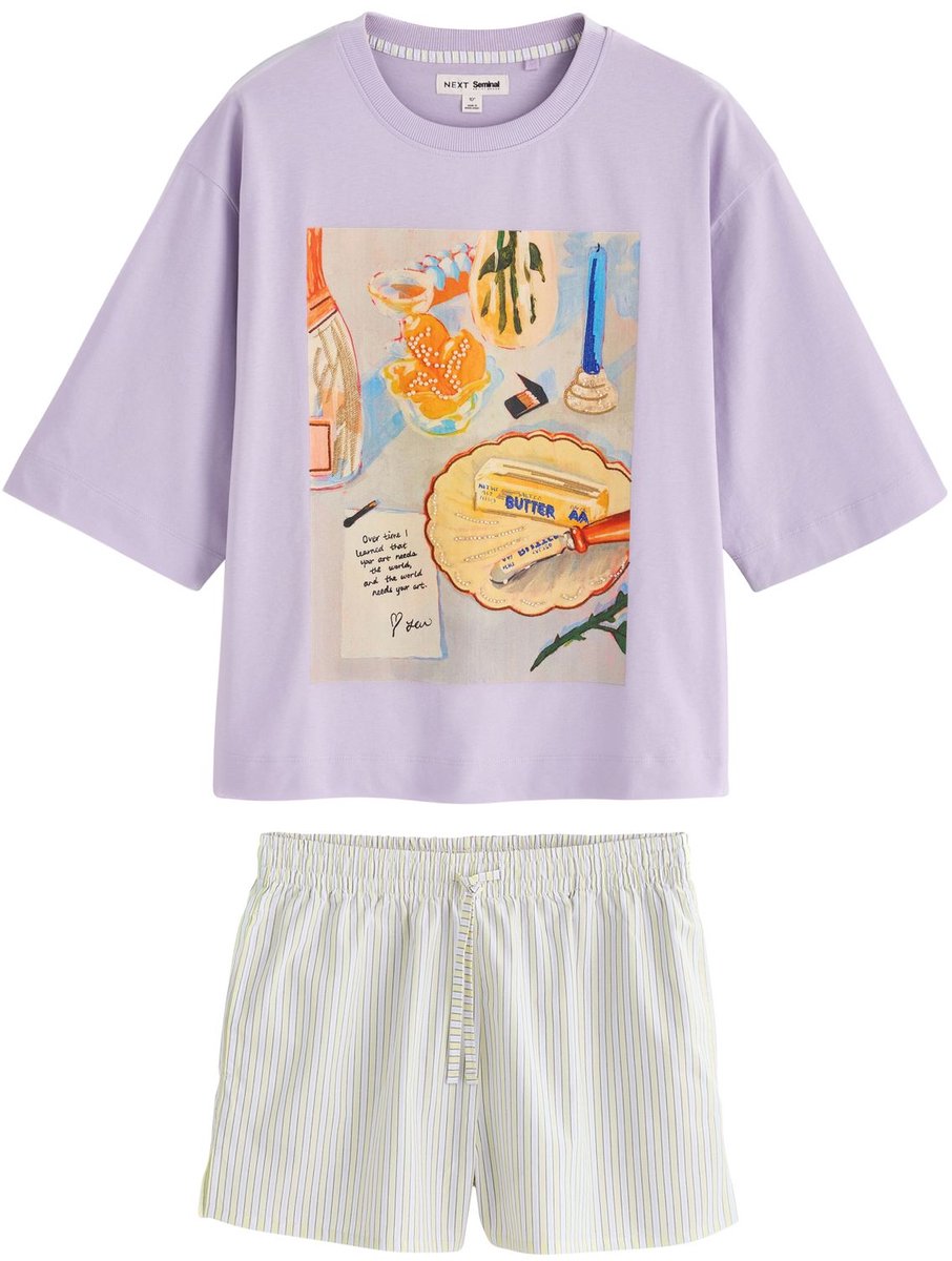 Next Dames - Seminal x Lindsey Cherek Waller korte pyjama - Blauw Lilac