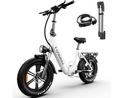 Maxtron Literider Elektrische Fiets–Opvouwbaar–648Wh Accu–Voor- en Achter Hydraulische Schijfremmen–20×4.0 Inch Fatbike Banden – Actieradius tot 90 km – MOZO Aluminium Verende Voorvork met Lock-out – Elektrische Stadsfiets–Max. Belasting 180 kg – Wit