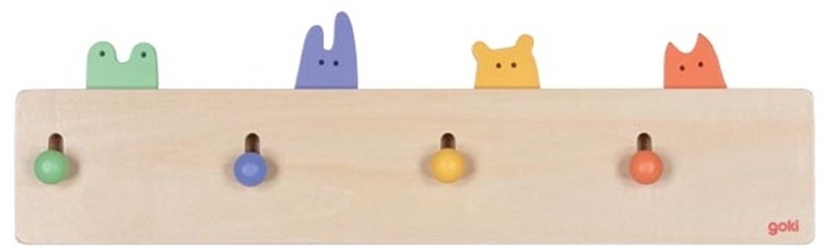Goki kapstok kleurrijk kinderkamer accessoire houten decoratie.