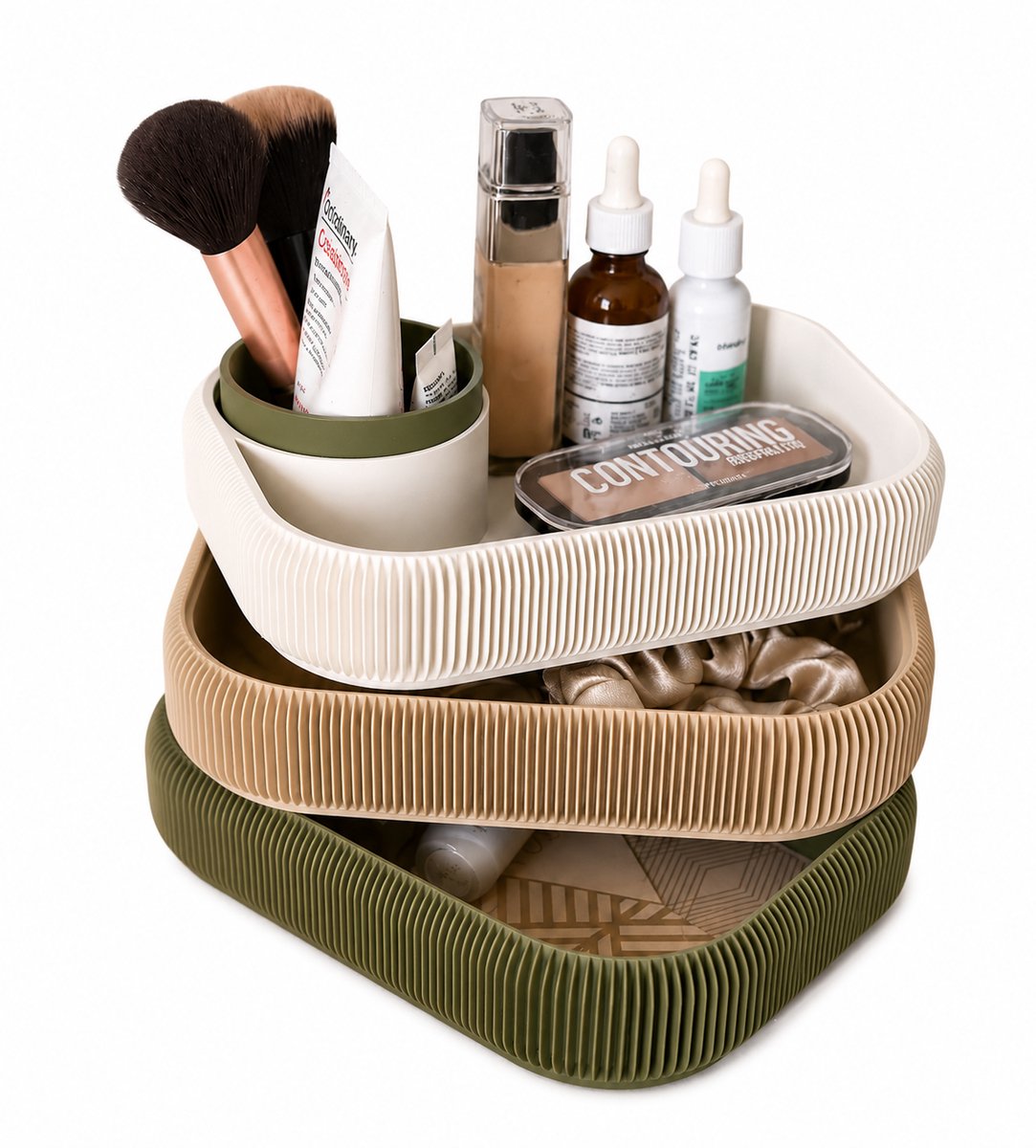 Stapelbare Make-up Organizer – Decoratieve Opbergbakken – Moderne Bureau Organizer - 3 lagen