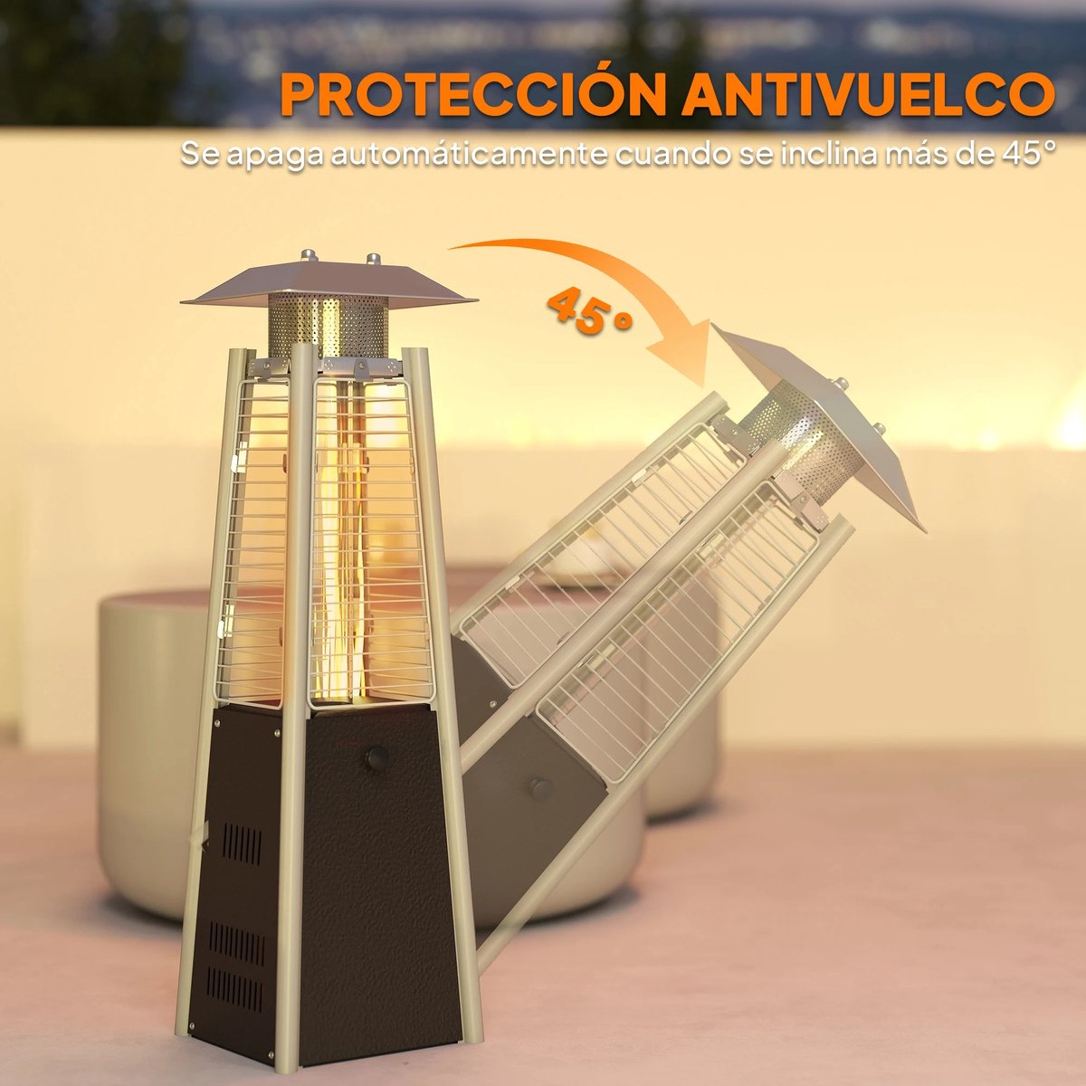 Turold Kachel - Verwarming - Terrasverwarmers - Buitenkachel - Op Gas 3000W Pyramide Model Temperatuursysteem en drukontsteking – foto 4