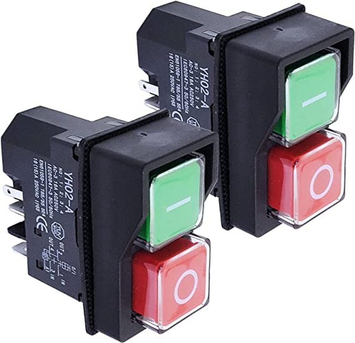 Dailygoody - Elektrische Schakelaar - IP55 - Hoogwaardige materialen - Rode en Groene Knop - Geschikt voor cementmenger - Vervangingsset