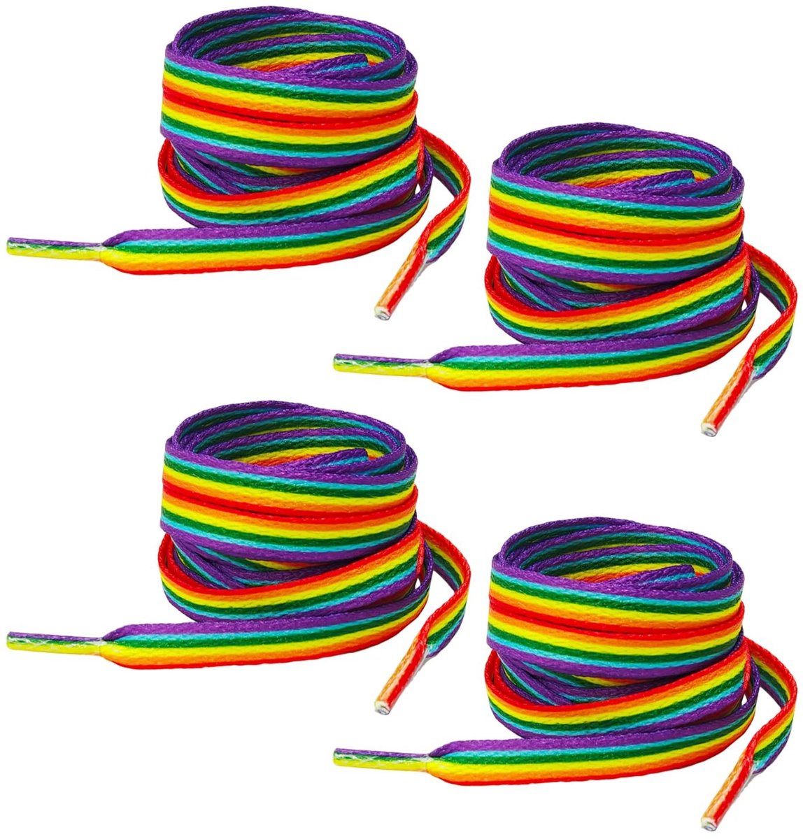 Dailygoody - Regenboog Veters - Kleurrijke Lange Veters - 140 cm - Zachte en Duurzame Katoenen Laces - Perfect voor Sport- en Sneakers - 6 Kleure