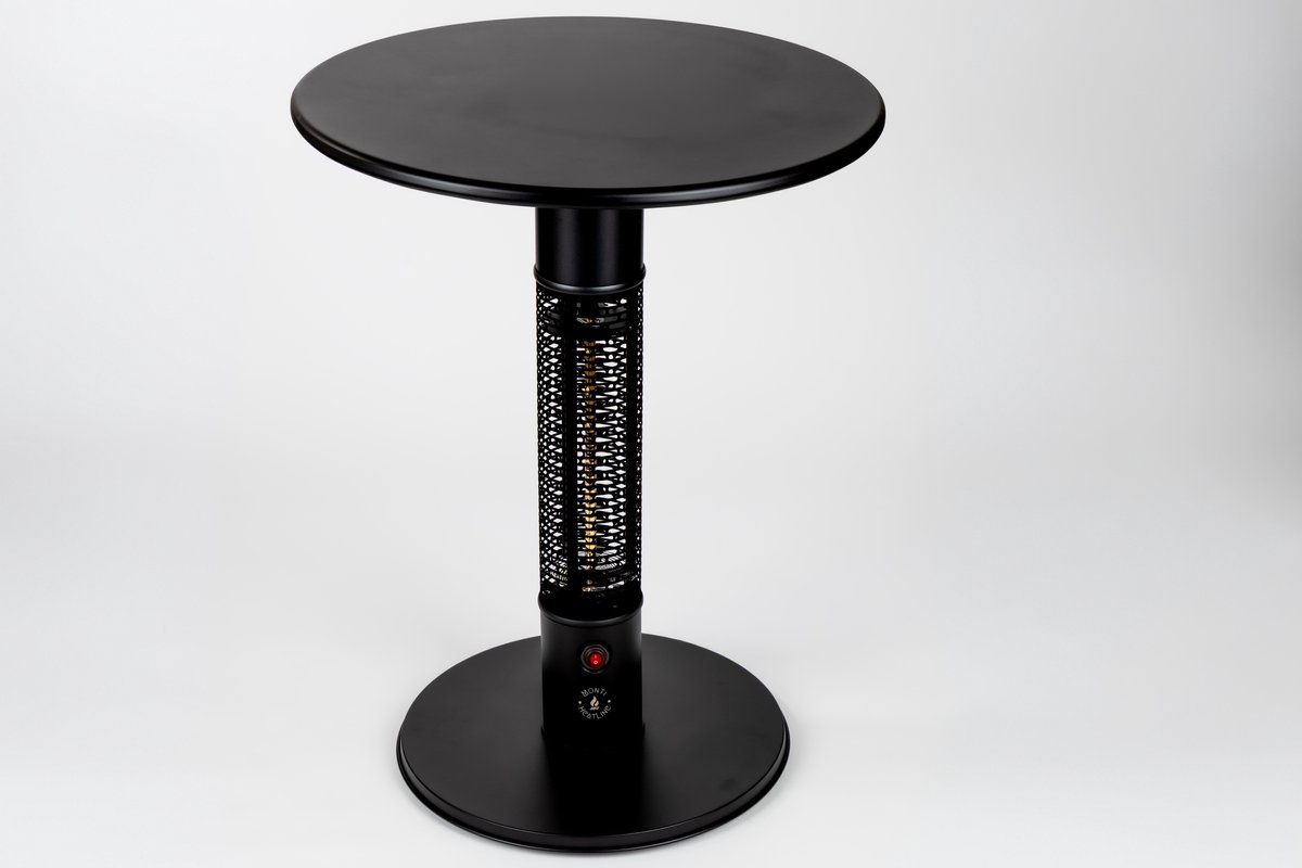 Monti HeatLine Pulse Black - Elektrische terrastafel met heater - 1500W - Tuintafel - Tafelblad Ø60 cm