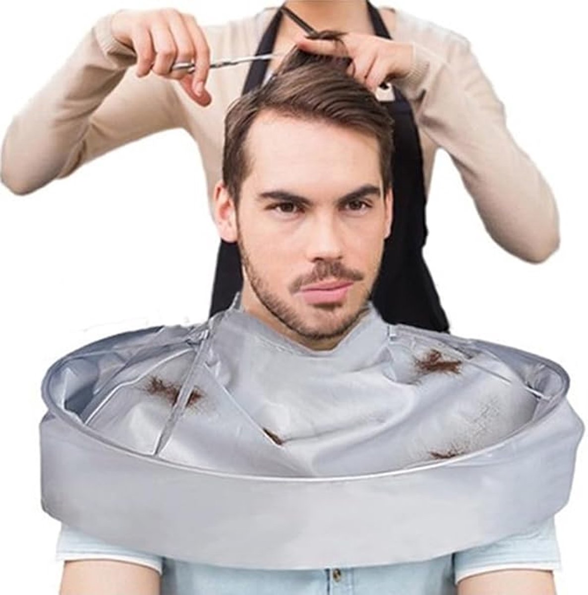 Slabbetje - Kappersmuts ter voorkoming van haaruitval - Kappersschort - Muts voor volwassenen - Kappersmuts. Geschikt voor kappers bij knippen, haarkleuring, enz., unisex (zilver).