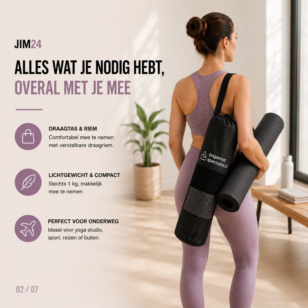 Jim24 Yogamat - Yoga Mat Antislip - Zwart thumbnail 6