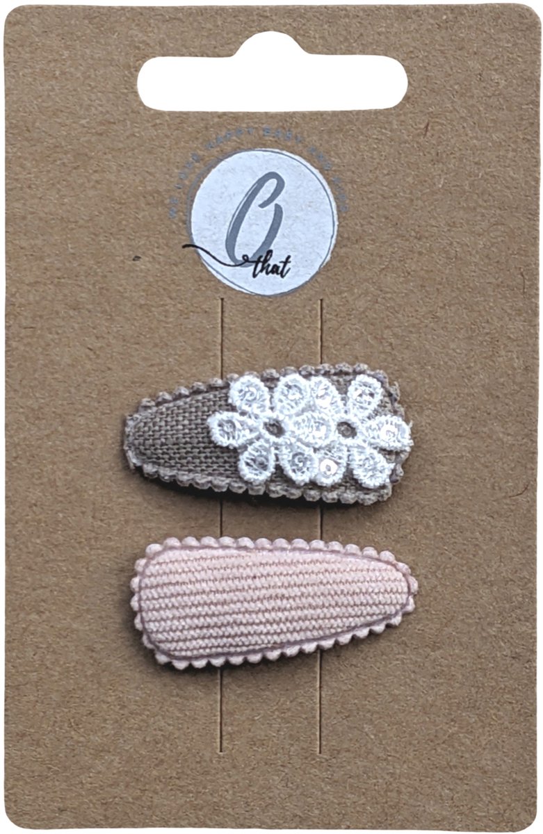 Ootje Kadootje Babyhaarclipjes - 2 Stuks - Pailletten Bloem Bruin/Nude