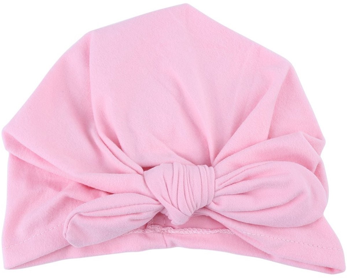 Dailygoody - Zachte Tulband Hoed Baby - Super Zacht Katoen - Ideaal voor Pasgeborenen - Roze - Ademend en Veilig - Perfect voor Ziekenhuisbezoek