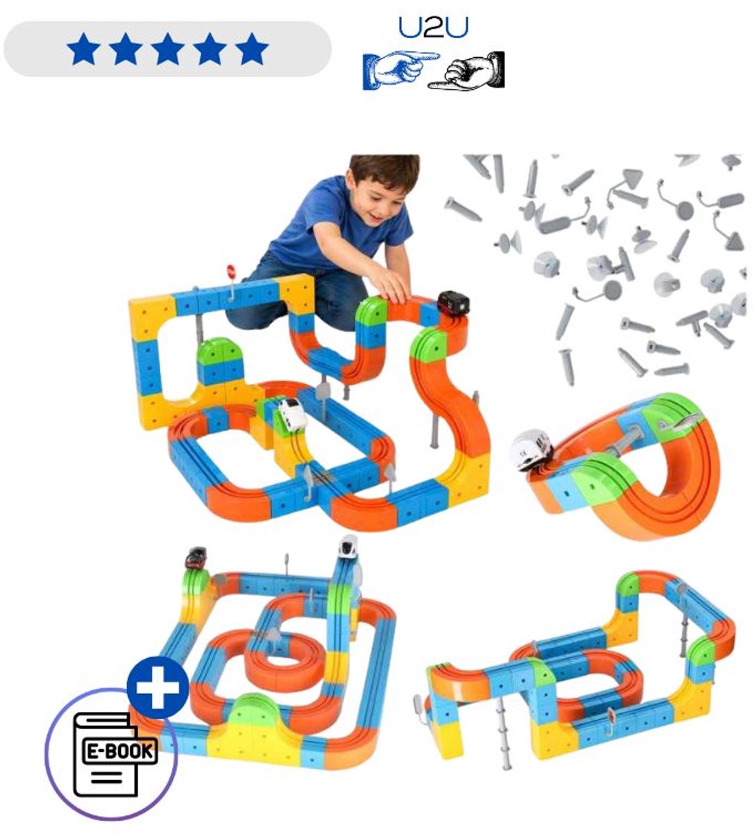 Magnetische Treinbaan Bouwset 140 Delig – Magnetische Bouwblokken Met Racebaan En Treinen 3D Constructieset Educatief STEM Speelgoed Creatief Magnetisch Bouwen Voor Kinderen Jongens En Meisjes Met Ebook