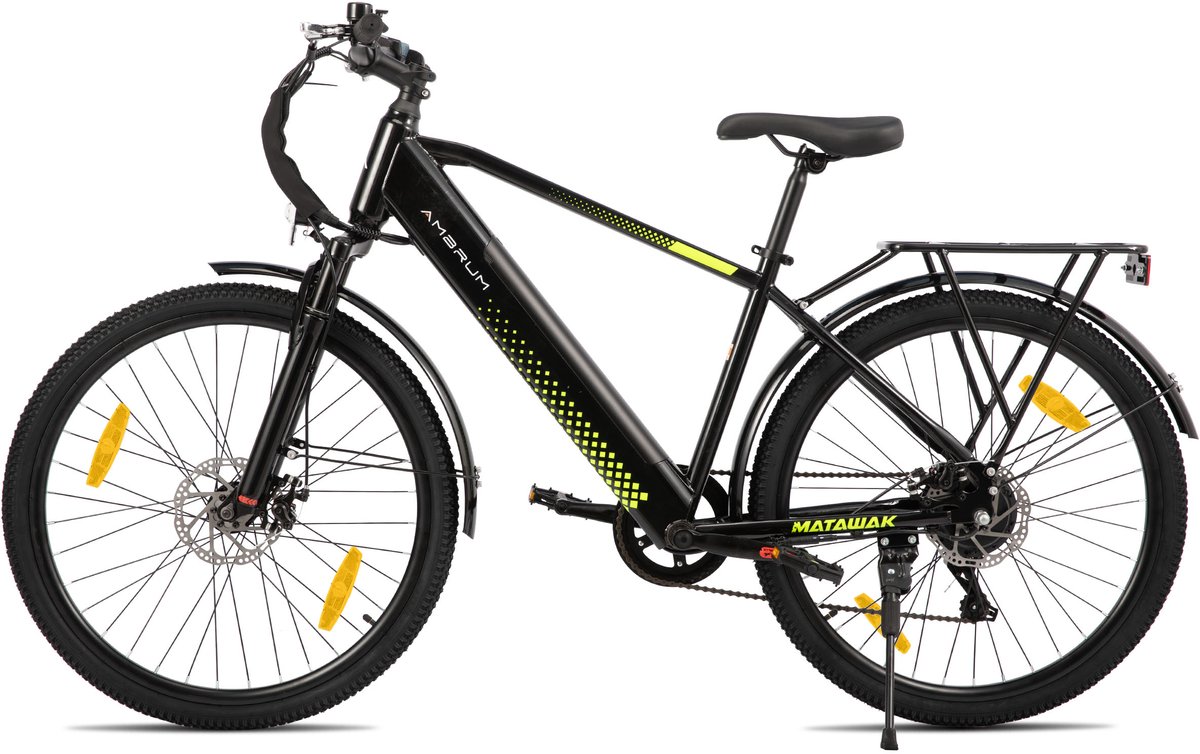 HILAND Matawak elektrische stadsfiets - 26 inch - 250W motor - 60km actieradius - 36V 10.4Ah accu - Shimano 7-versnellingen - Unisex -Geel