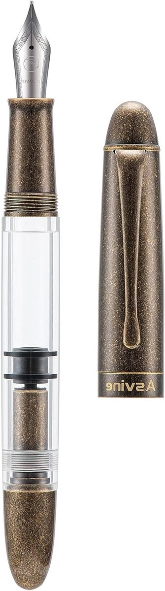 Retro Messing Stijl Vulpen met Medium Nib, Transparant Acryl en Grote Inktcapaciteit - Perfect Cadeau voor Schrijfliefhebbers