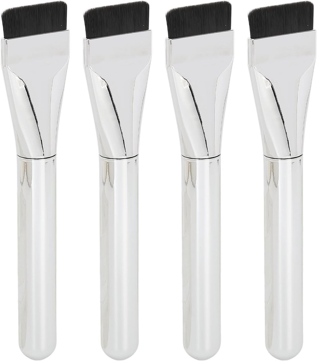Zachte Fluffy Foundation Borstels Set van 4 met Ergonomisch Handvat voor Vloeibare Make-up en Gezichtsmasker Applicatie