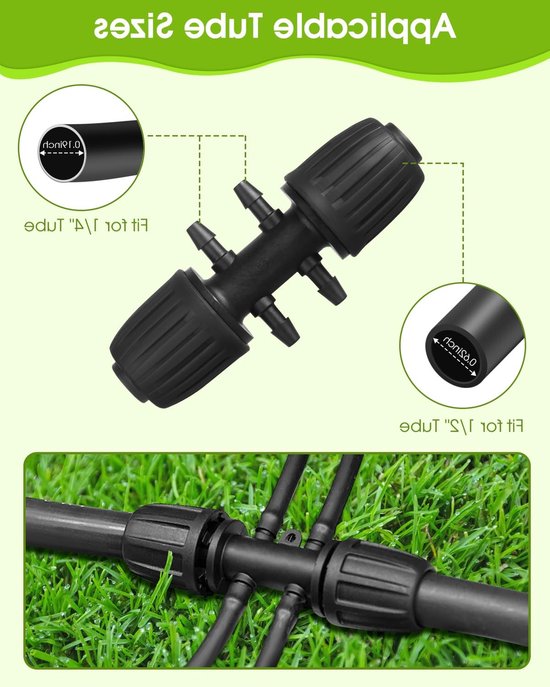 Dailygoods- Druppelirrigatieonderdelen 18 Stuks - Multifunctionele Set - Barbecue-Aansluiting - Irrigatiebuis - Lekvrije Verbinding - 1/2 Inch Aansluitingen - Irrigatieaccessoires — afbeelding 4