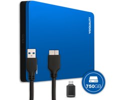 VisiQuality High-Speed Externe Harde Schijf 750 GB - Draagbare Harde Schijf USB 3.0 - Voor Windows & Mac - Xbox & PS4 games - Compact - Blauw