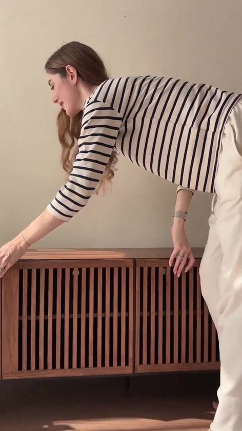 OleyLuckLive-TV Meubel-240 cm Walnoot-Geschikt voor 80+ inch TV-Met Ruime Opbergruimte
