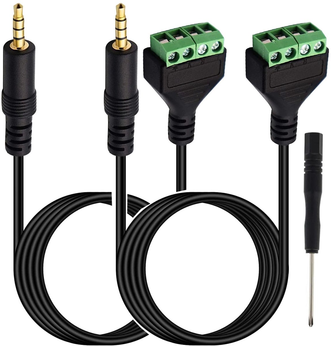 Dailygoody - 3.5mm TRRS Stereo Jack Plug - 2 Stuks met AV Schroefaansluiting