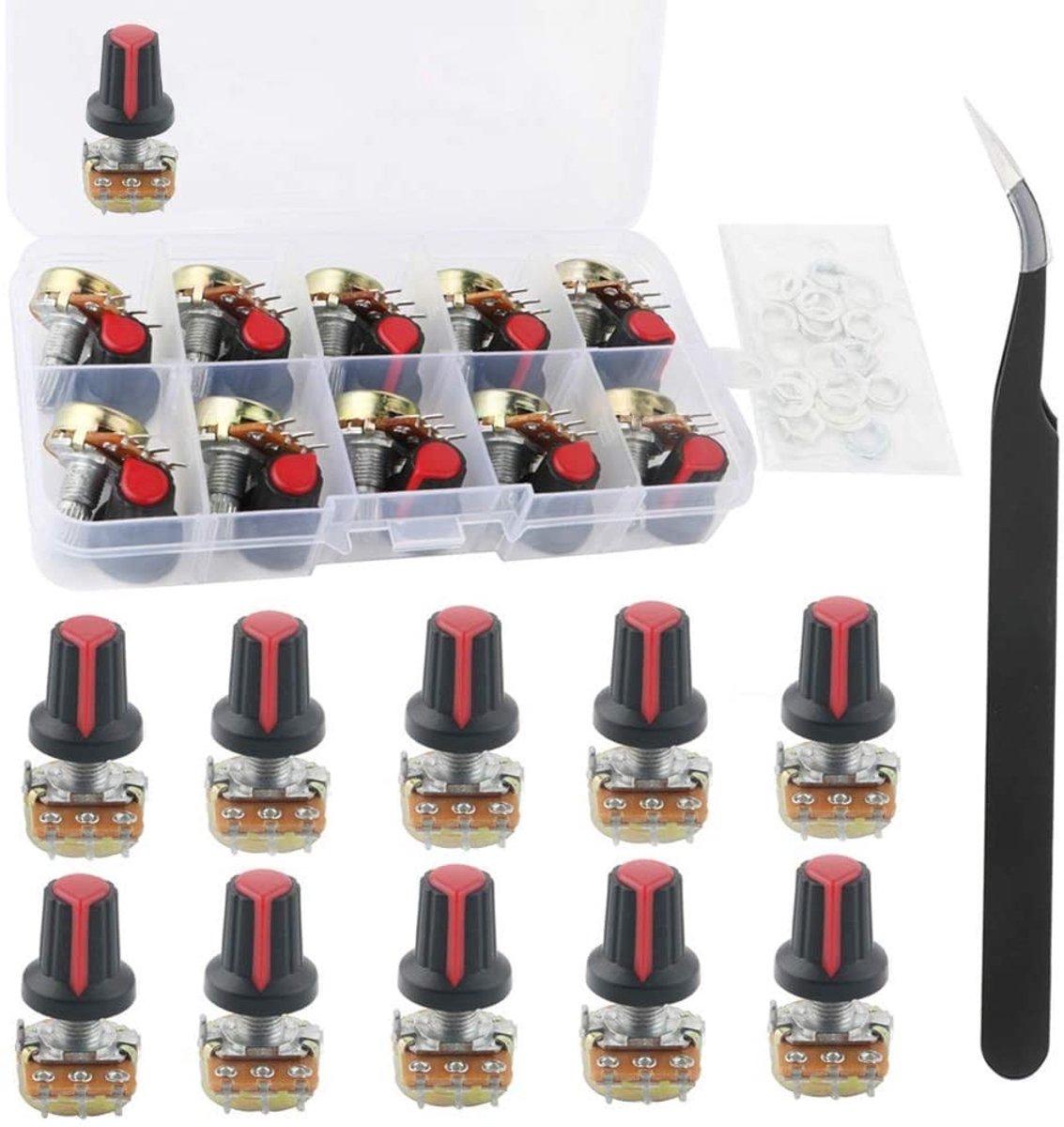 Dailygoody - 500K Potentiometer - 10 Stuks met Knop en Moeren