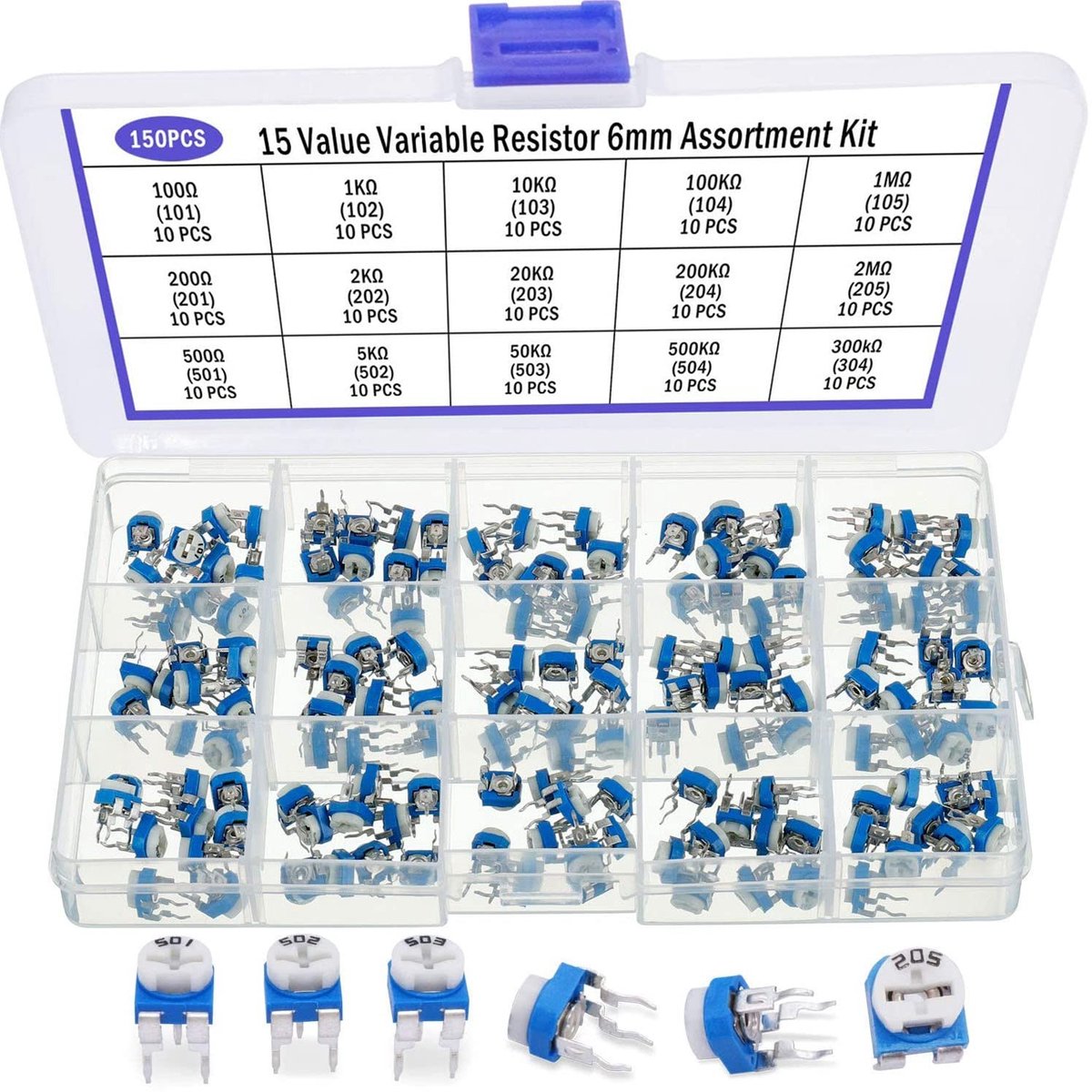 Dailygoody - 150-delige Trimmer Potentiometer Kit - 100 Ohm tot 2M Ohm Variabele Weerstand