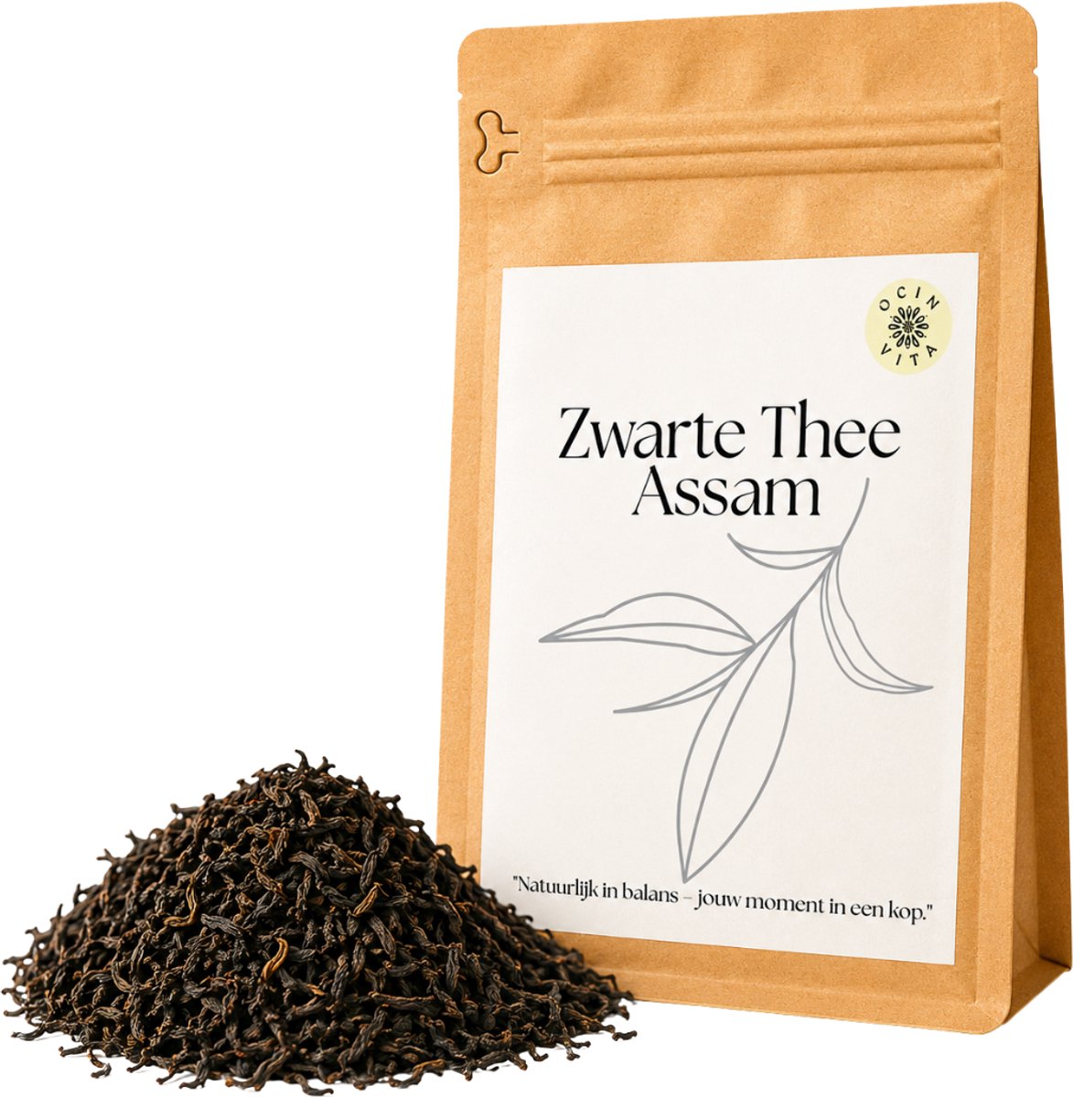 Assam Zwarte Thee OP1 Losse Thee 100g – Premium Zwarte Bladthee uit India – Volle & Moutige Smaak – Pure Assam Thee – Ocin Vita