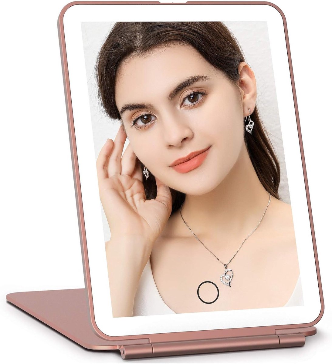 Draagbare Make-up Spiegel met 72 LED Lampen, Verstelbare Helderheid, Dimbare Touchscreen, Ideaal voor Reizen en Cosmetisch Gebruik