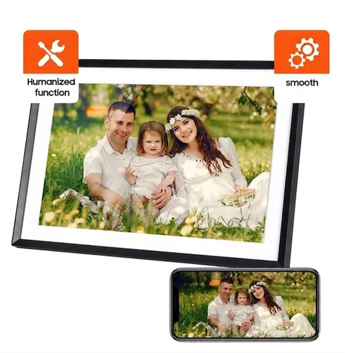 Solvix Digitale Fotolijst – Fotoalbum met 15.4 Inch HD Scherm – Fotolijst Digitaal – Fotolijsten met Afstandsbediening, Klok en Muziekspeler – 1280x800