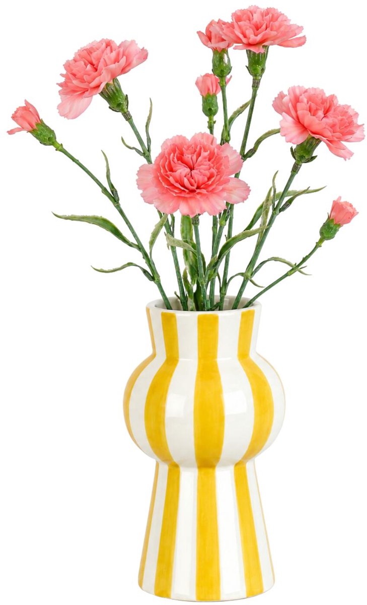 Mica Decorations Kunstbloem Anjer Floristic - 3x - H71 cm - roze - kunststof - stelen kunstbloemen - boeket - rozen bloemetjes Zalmroze