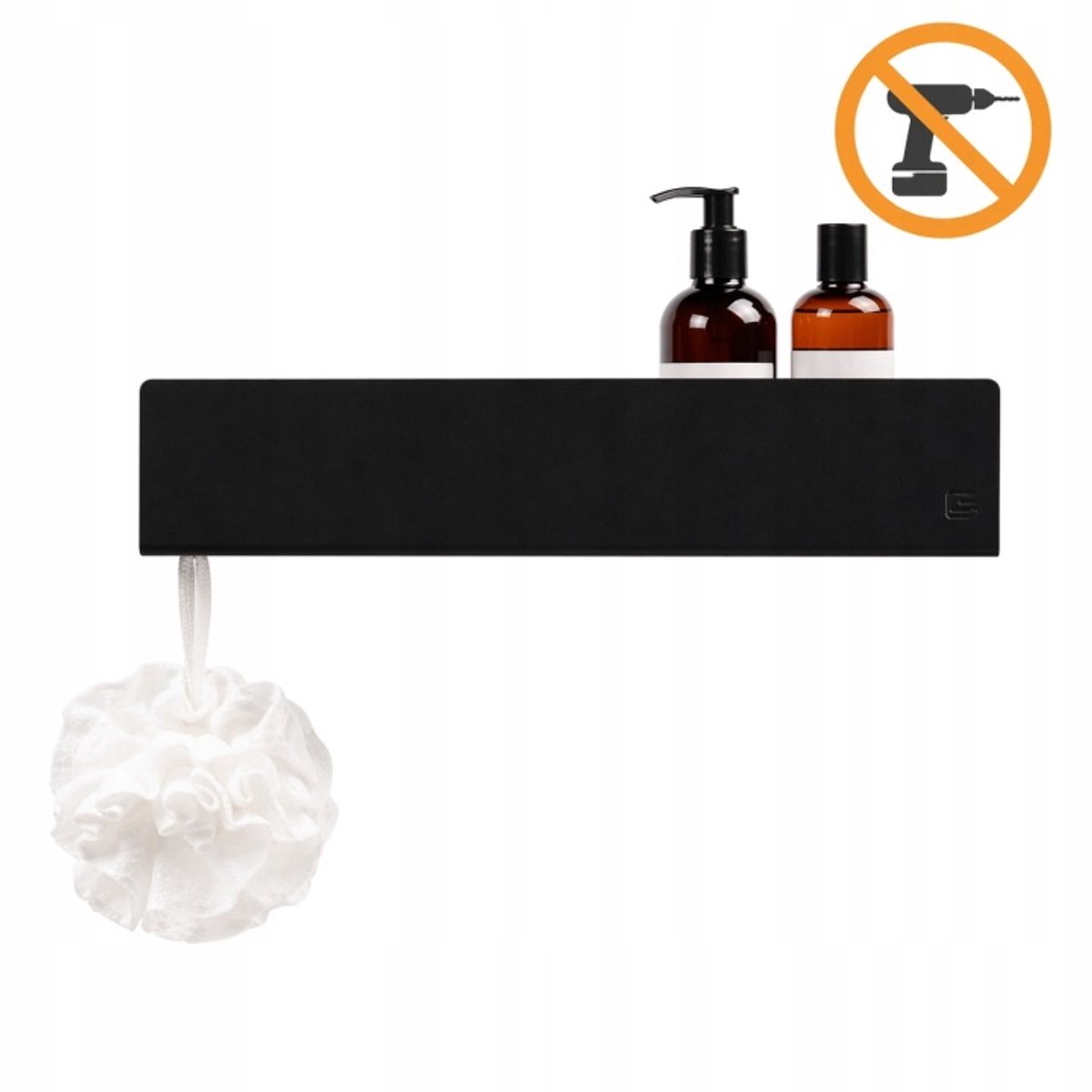 SlowDeco ISLA - Doucheplank - 40 cm - Zwart - Zelfklevend - Gepoedercoat aluminium