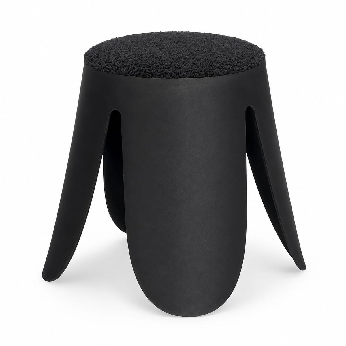 Kinderkruk Zwart – 32 cm Hoog – Lichtgewicht Krukje – Teddy Zitvlak – Modern Design – Kinderstoel voor Kamer & Speelhoek