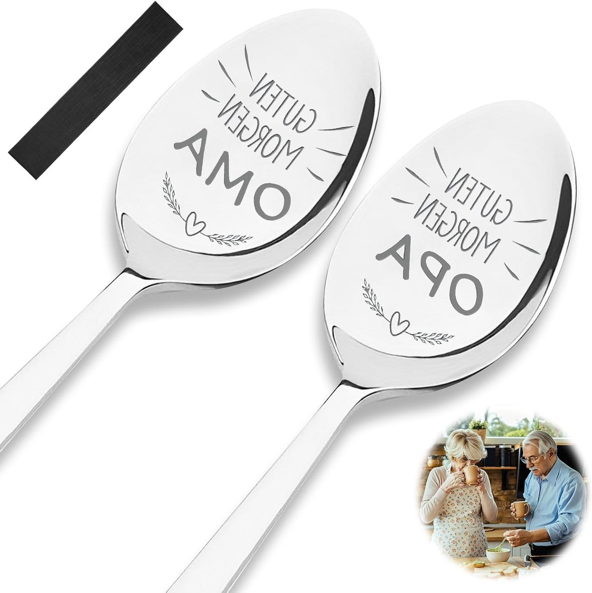 Cadeau voor Grootouders, 2 Stuks Koffielepels met Gravure voor Verjaardag, Kerst en Jubileum, Persoonlijk en Uniek Geschenk voor Oma en Opa