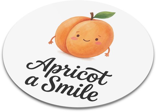 Foto: Ronde muismat lachende abrikoos quote apricot a smile aquarel series schattige fruit illustratie voor thuiswerkplek