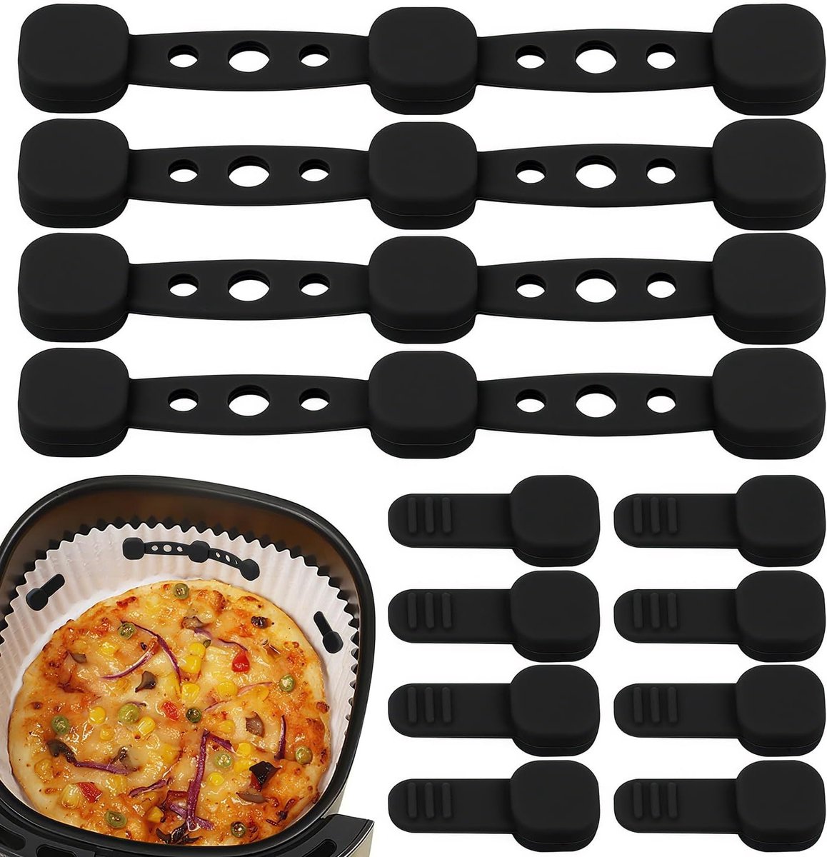 Silicone Magnetische Bevestiging voor Airfryer en Bakpapier voor Diverse Modellen - Zwart