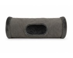 Teddy Exclusive Kattentunnel Oliver – Speeltunnel voor Katten – Zacht & Opvouwbaar – 50 cm – Grijs
