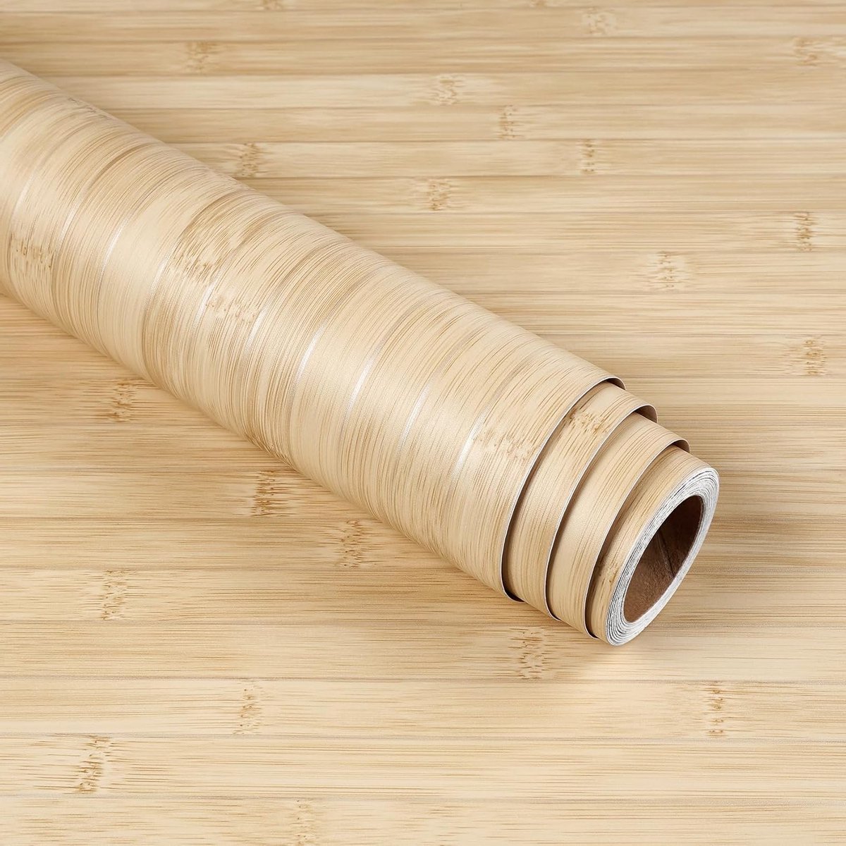 Zelfklevend Behang met Houtlook voor Meubels - Waterdicht en Duurzaam Folie voor Keuken en Tafel, Beige en Zilver Afwerking