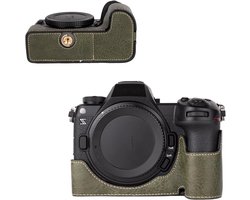 Beschermende Camera Case voor Nikon Z6 III – Half Case met Zachte Microfiber Voering, Retro PU, Donkergroen, Ideaal voor Fotografie en Camera Bescherming