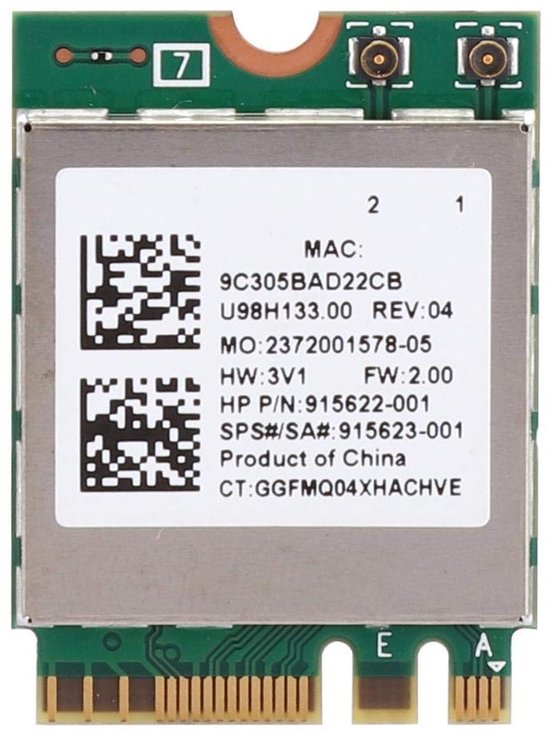ONF3 Wlan Card - Wifi Kaart - Dual Band 2.4G/5G - M.2 Interface - Ondersteuning voor Bluetooth 4.2 - Geschikt voor Windows 7, 8 en 10 -...