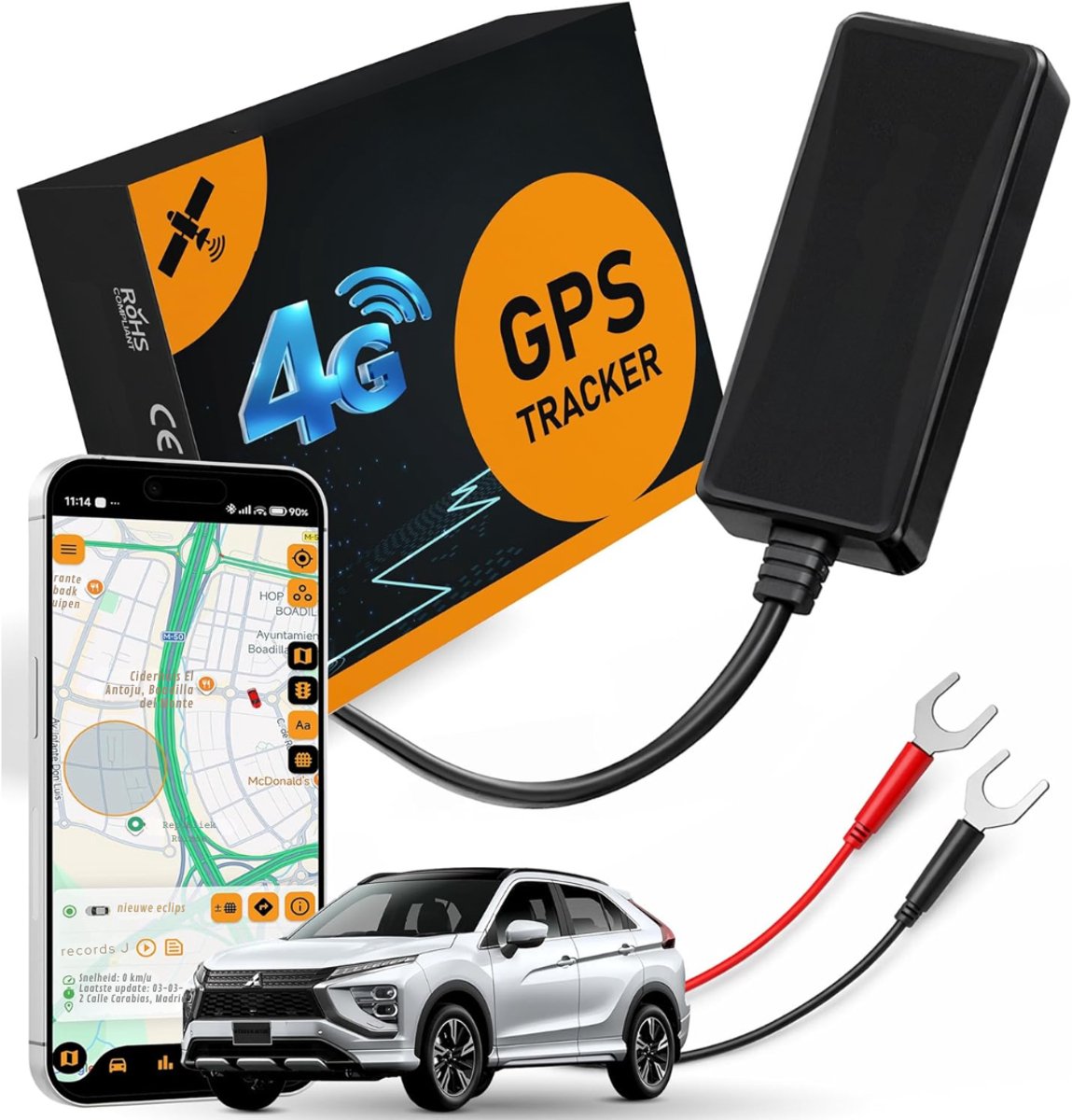 MIRA® GPS Tracker fiets - GPS Tracker - GPS Trackers - Zwart - 8cm x 3cm x 2cm
