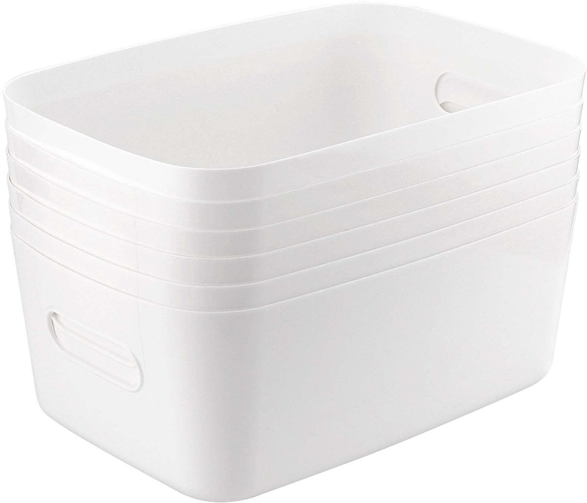 Dailygoody - Opbergmanden - Plastic Opbergmanden - 6-delige set - Witte kleur - Organizer voor Studio, Badkamer en Kantoor - Ruimtebesparend - Geschik