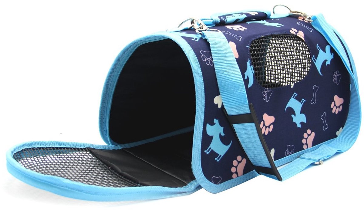 Dailygoody - Draagtas huisdieren - Honden en katten - Comfortabel en veilig - Blauw - Vliegreizen en dierenartsbezoeken - Geschikt voor kleine hu