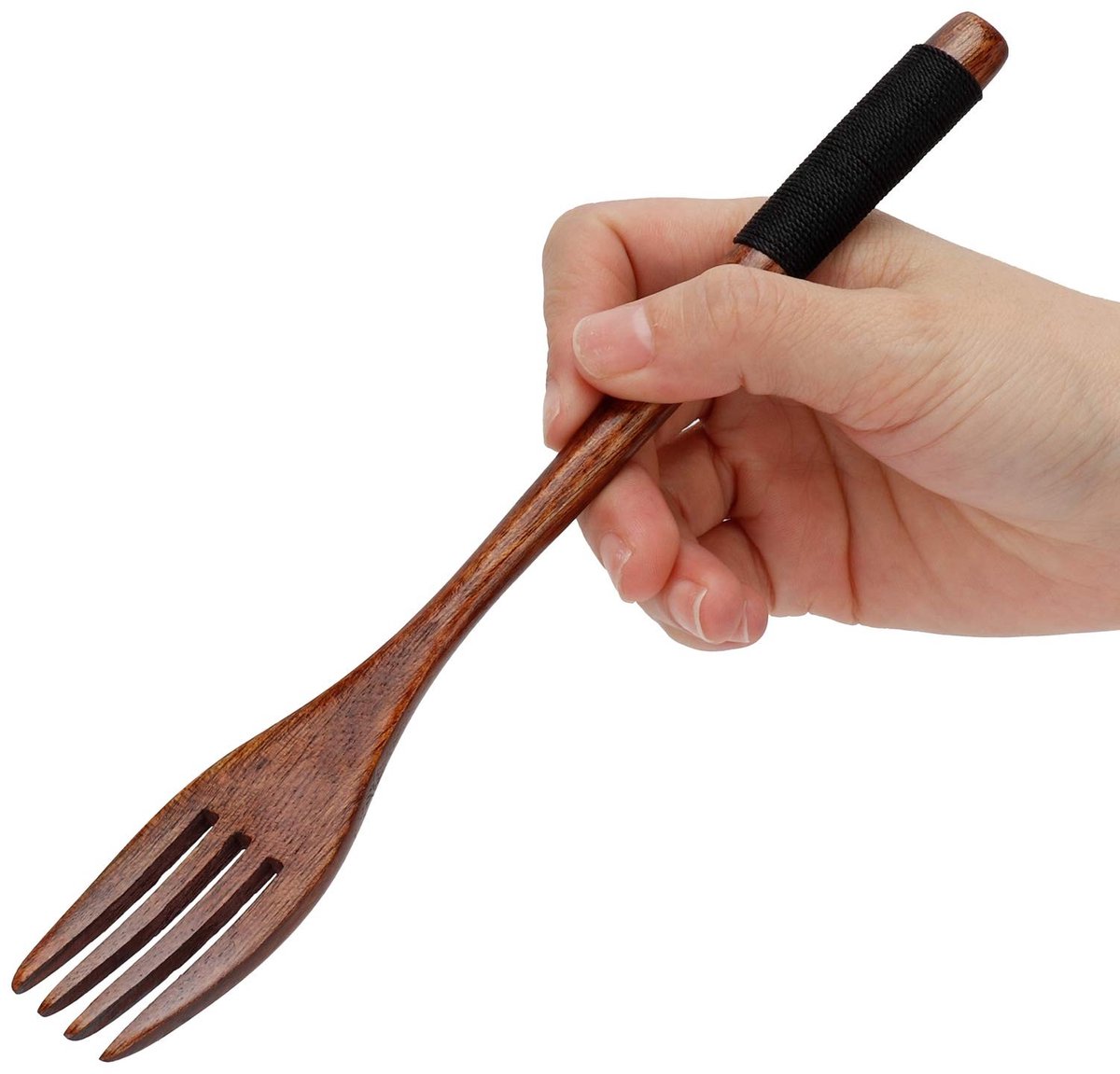 Allecto - Natuurlijke Houten Lepel Vork - Lange Handvat - Ideaal voor Camping - Houten Bestek - Perfect voor Buitenkeuken - Duurzaam en Lichtgewicht