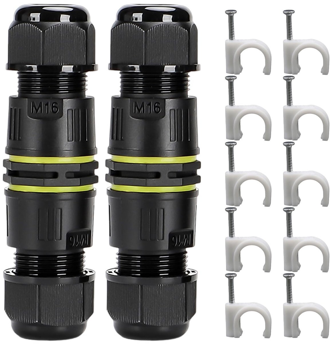 Dailygoody - Kabelschroefverbindingen - Kabelklemmen - Waterdicht en betrouwbaar - Zwart - Verlengstekkers - Perfect voor buitengebruik - 2 stuks kabe