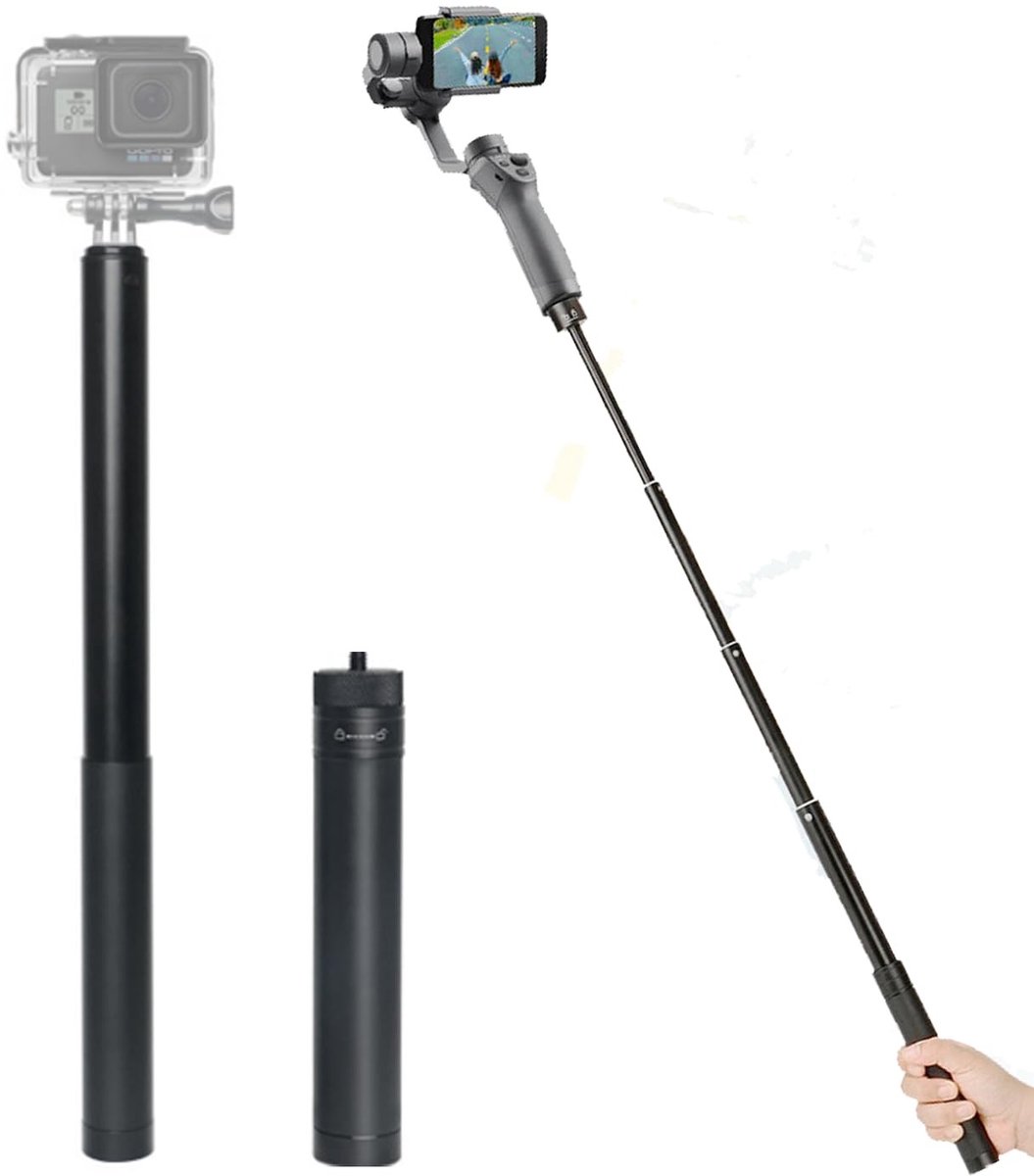 Dailygoody - Selfiestick 73CM - Uitschuifbare Monopod voor Actiecamera's - Lichtgewicht Aluminium - Verstelbare Lengte - Ideaal voor Foto's en Video's.