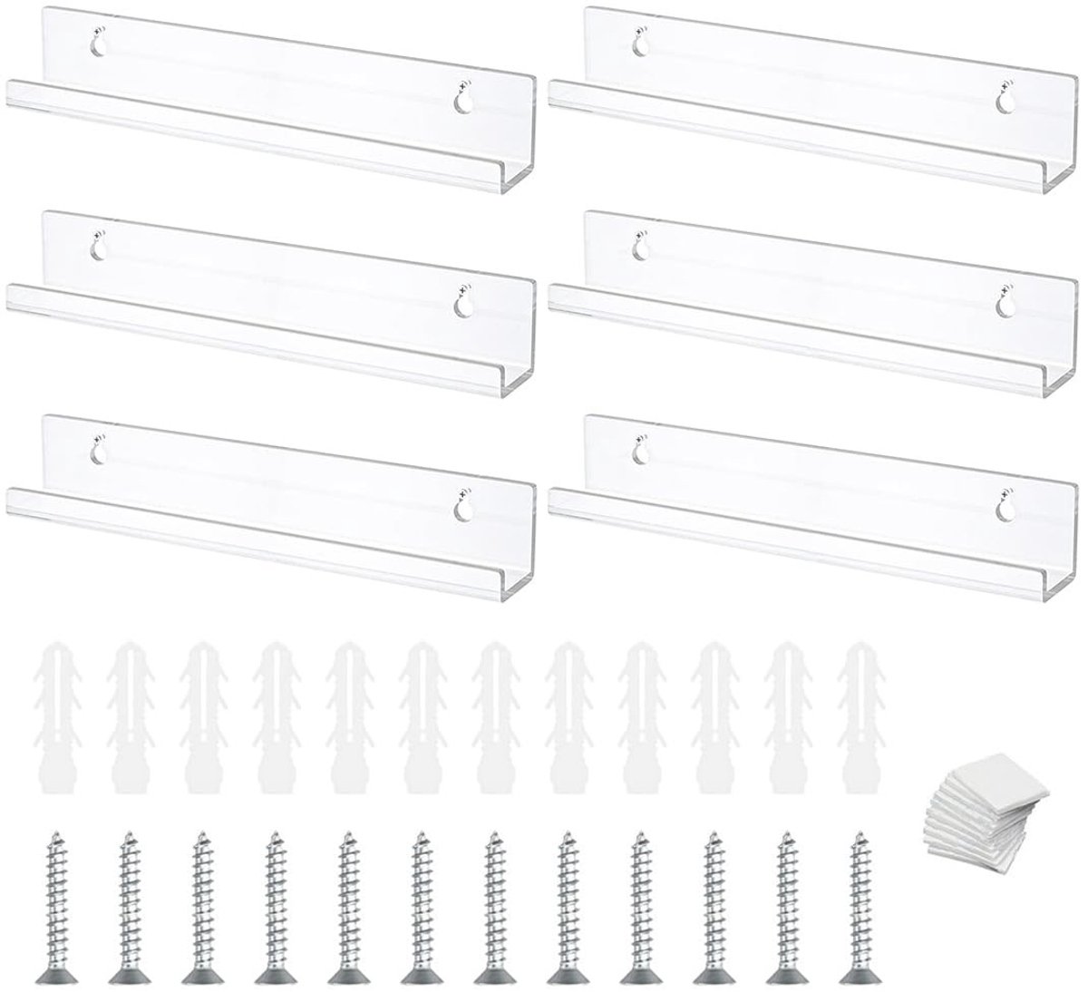 Dailygoody - Vinylplatenplanken - Set van 6 - Transparant acryl - Muurbevestigd - Voor platen en foto's - Modern design - Creëer unieke wanddecoratie