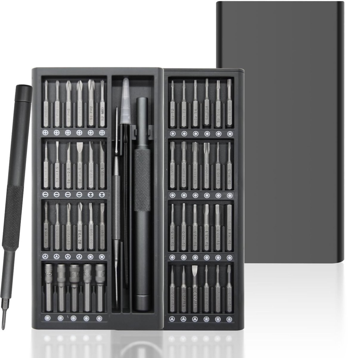 Dailygoody - Precisie schroevendraaier set - 50 in 1 mini schroevendraaier kit - Magnetische tip - Donkergrijs - Geschikt voor reparatie van i-telefoo