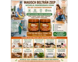 2 POT MAGISCH BELTRÁN ZEEP, NATUURLIJK, BIOAFBREKBAAR EN VEGAN. MAAKT KLEDING, SNEAKERS, VLOEREN, MEUBELS EN GEREEDSCHAP SCHOON, VERZORGT PLANTEN EN HUISDIEREN. VLEKKENVERWIJDERAAR, ONTVETTER EN MULTIFUNCTIONEEL, EFFECTIEF EN VEILIG VOOR HET HUIS.