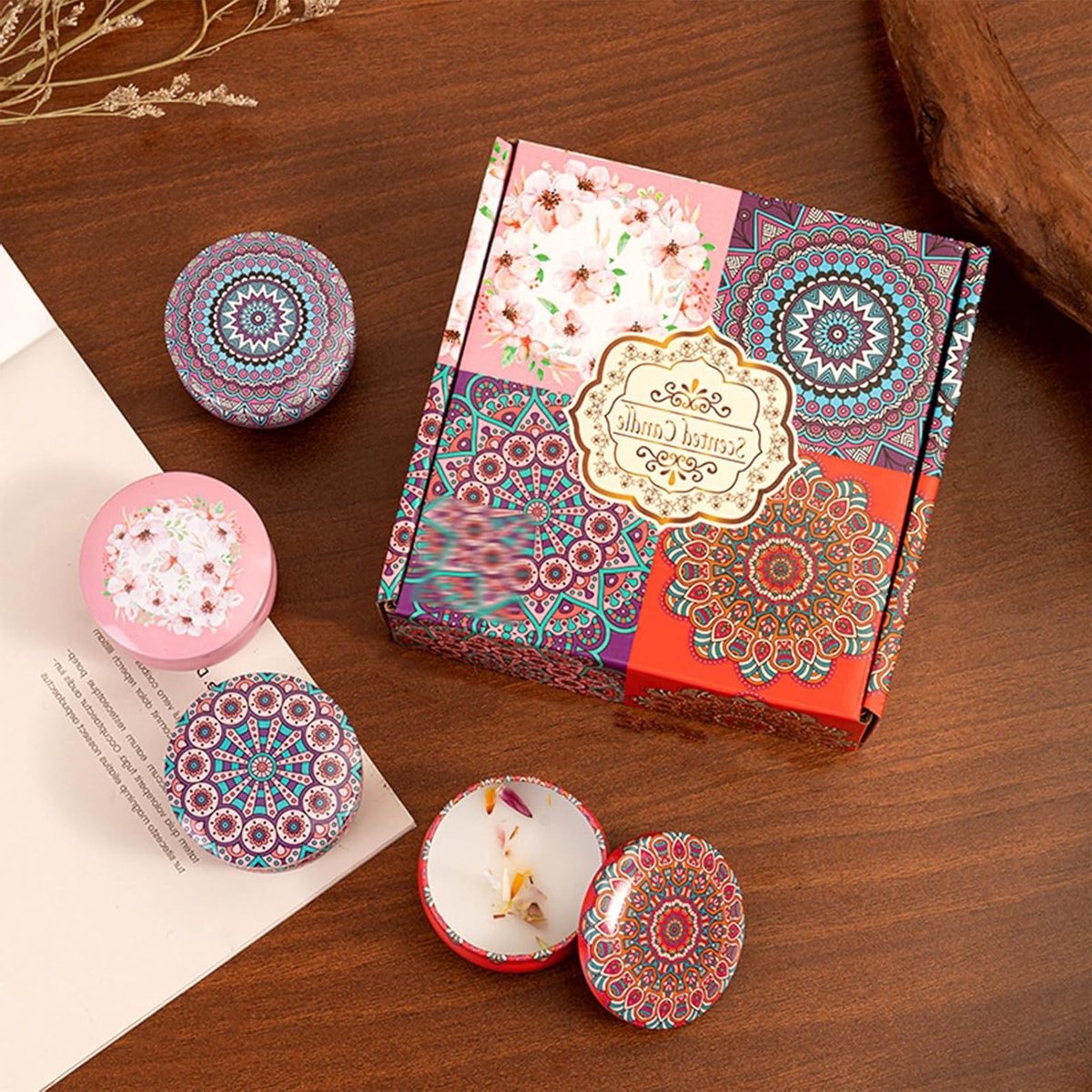 Set van 4 Geurkaarsen van Soja - 5ml Cadeauset voor Vrouwen, Ontspanning, Yoga en Stressve