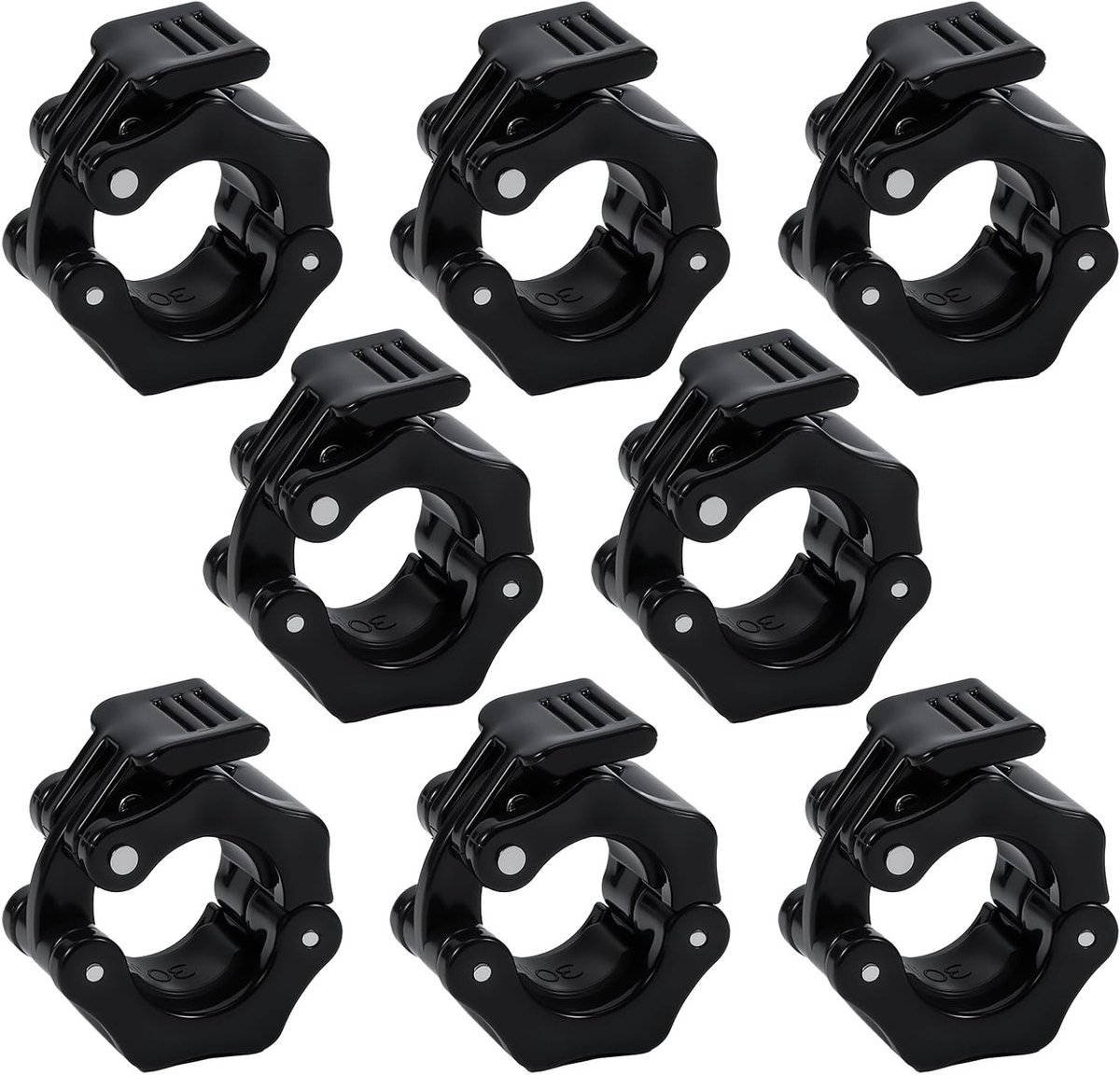 8 Stuks Dumbbell Clips voor Gewichtheffen, Fitness en Training - 30mm Lange Barbell Klemmen van Duurzaam ABS+TPR