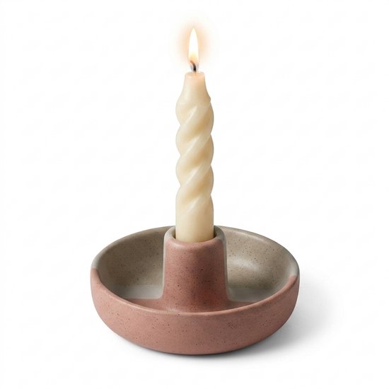 COZELLA® ZENDA Kandelaar Keramiek – Kaarsenhouder Dinerkaars Kaarsenstandaard – Sieradenschaaltje – Blush & Sand